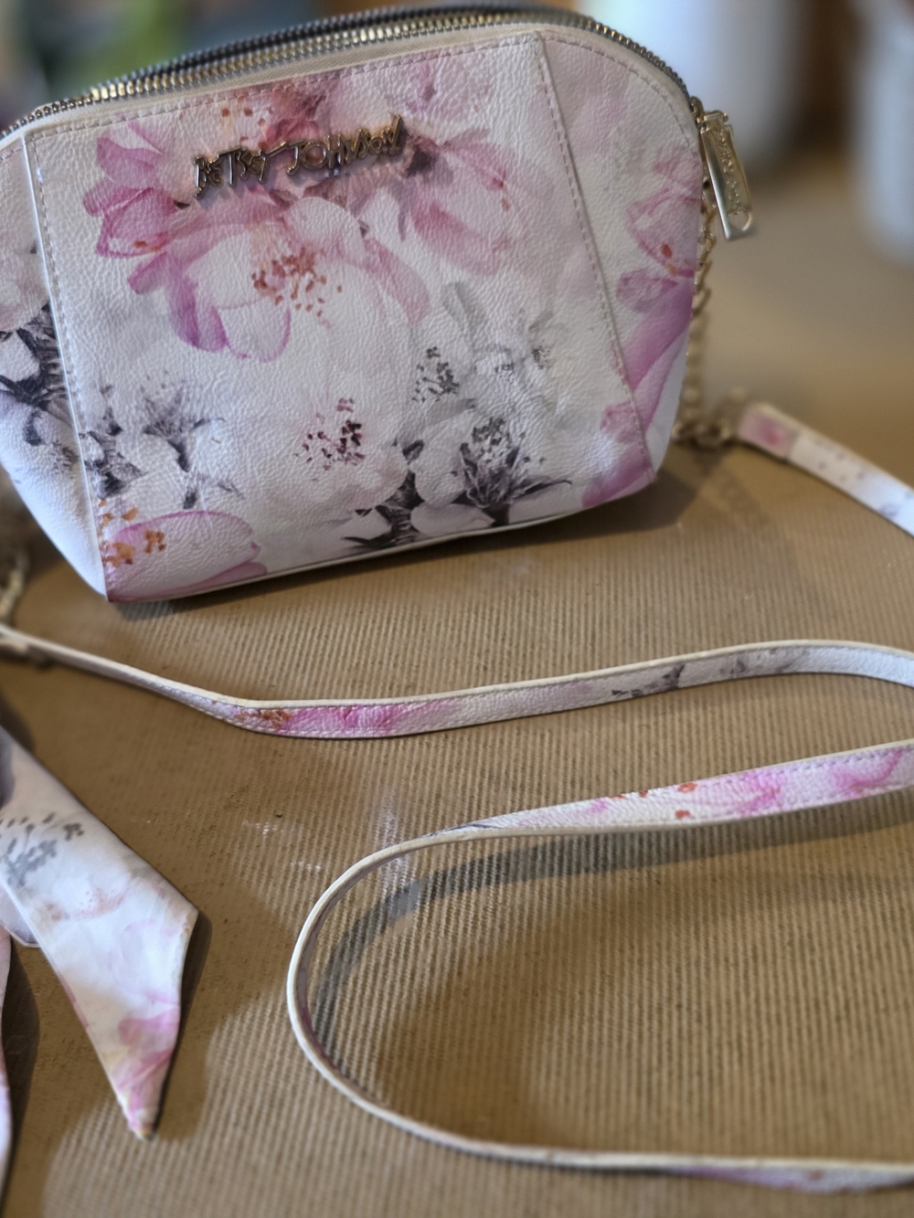 Betsey Johnson Pink & White Floral Crossbody